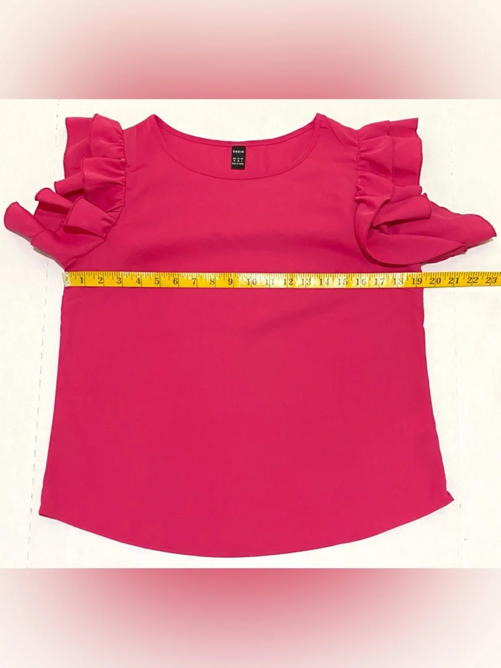 SHEIN Womens M Solid Pink Ruffle Sleeve Top Boho Summer Lightweight Preppy Fairy - Picture 10 of 16